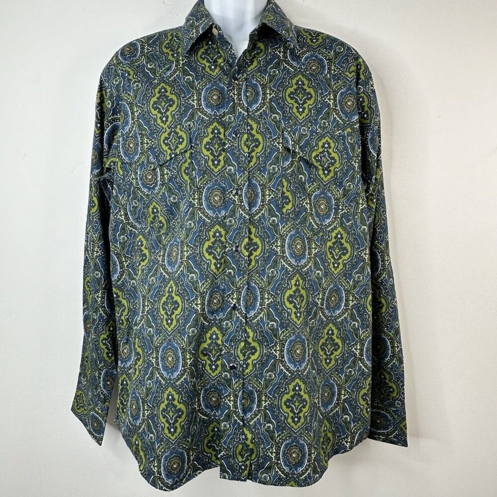 Ariat MNS Fontana Snap Shirt Paisley Print Western Rockabilly Long Sleeve Lrg - Picture 2 of 6